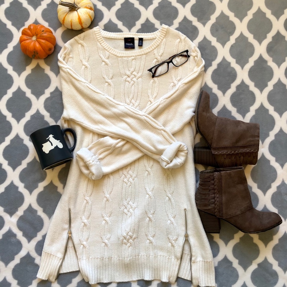 Rafaella Cable Knit Tunic w/Zippers